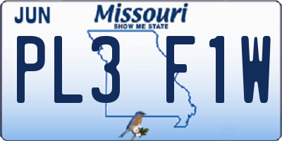 MO license plate PL3F1W