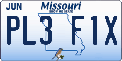MO license plate PL3F1X