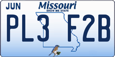 MO license plate PL3F2B