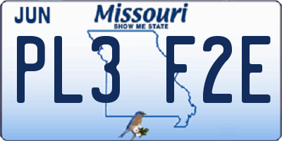 MO license plate PL3F2E