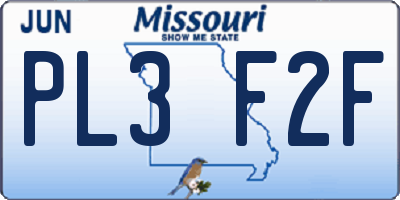 MO license plate PL3F2F