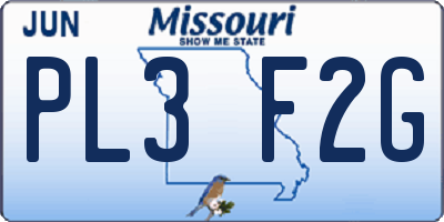 MO license plate PL3F2G