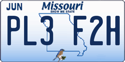 MO license plate PL3F2H