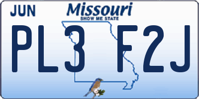 MO license plate PL3F2J