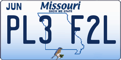MO license plate PL3F2L