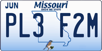 MO license plate PL3F2M