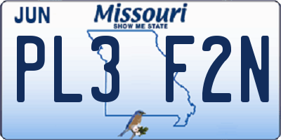 MO license plate PL3F2N