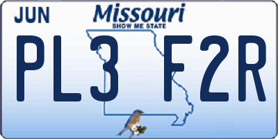 MO license plate PL3F2R