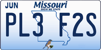 MO license plate PL3F2S