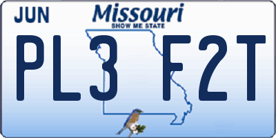 MO license plate PL3F2T