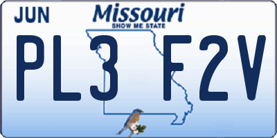 MO license plate PL3F2V