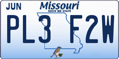 MO license plate PL3F2W