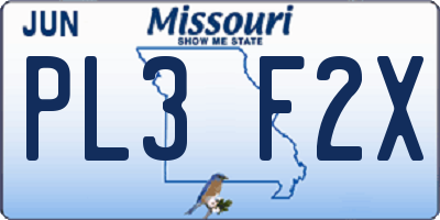 MO license plate PL3F2X