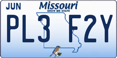 MO license plate PL3F2Y