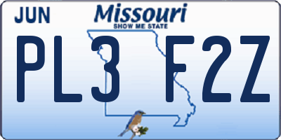 MO license plate PL3F2Z