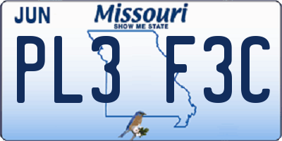 MO license plate PL3F3C