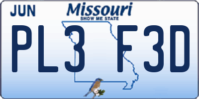 MO license plate PL3F3D