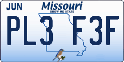 MO license plate PL3F3F