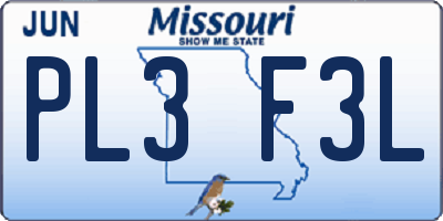 MO license plate PL3F3L