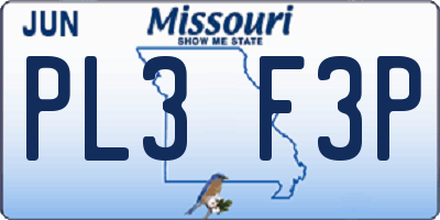 MO license plate PL3F3P