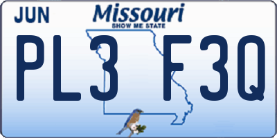 MO license plate PL3F3Q