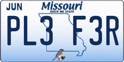MO license plate PL3F3R