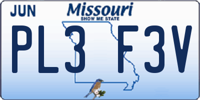 MO license plate PL3F3V