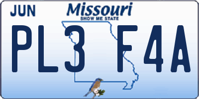 MO license plate PL3F4A