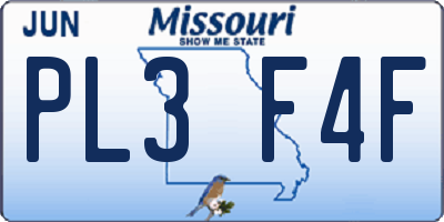MO license plate PL3F4F
