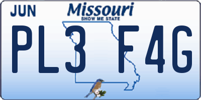 MO license plate PL3F4G