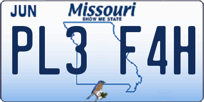 MO license plate PL3F4H