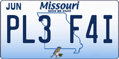 MO license plate PL3F4I
