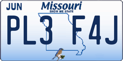 MO license plate PL3F4J