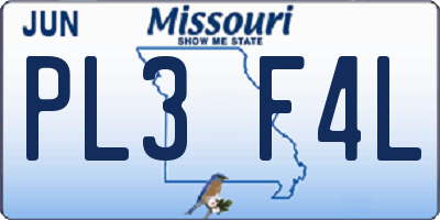 MO license plate PL3F4L