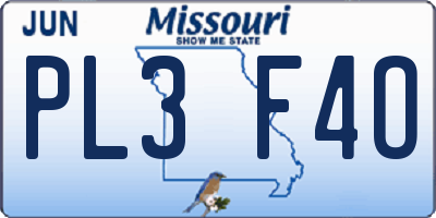 MO license plate PL3F4O