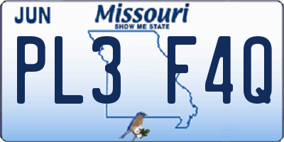 MO license plate PL3F4Q