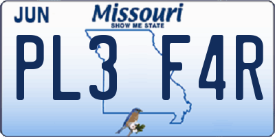 MO license plate PL3F4R