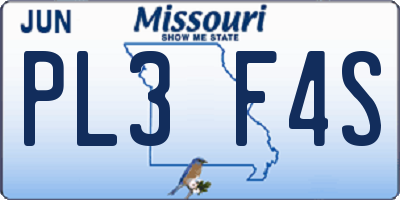 MO license plate PL3F4S