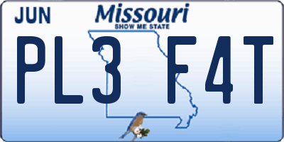 MO license plate PL3F4T
