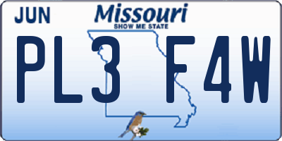 MO license plate PL3F4W