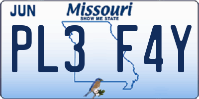 MO license plate PL3F4Y