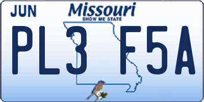 MO license plate PL3F5A