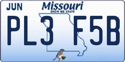 MO license plate PL3F5B