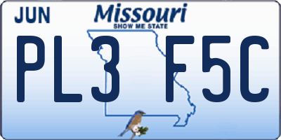 MO license plate PL3F5C