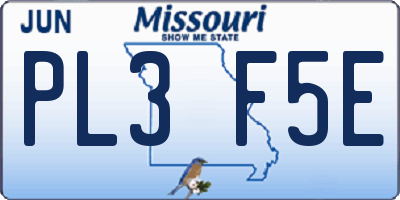 MO license plate PL3F5E
