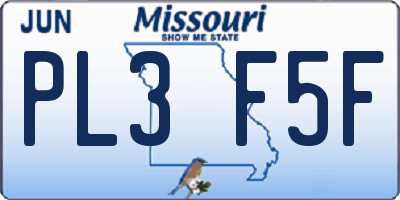 MO license plate PL3F5F