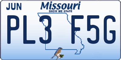 MO license plate PL3F5G