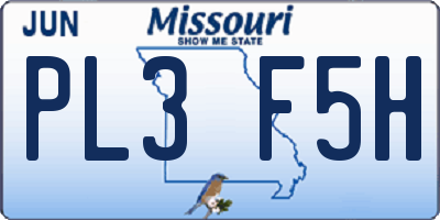 MO license plate PL3F5H