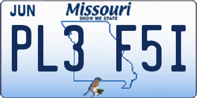 MO license plate PL3F5I