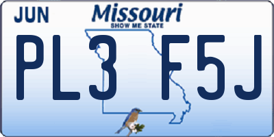 MO license plate PL3F5J